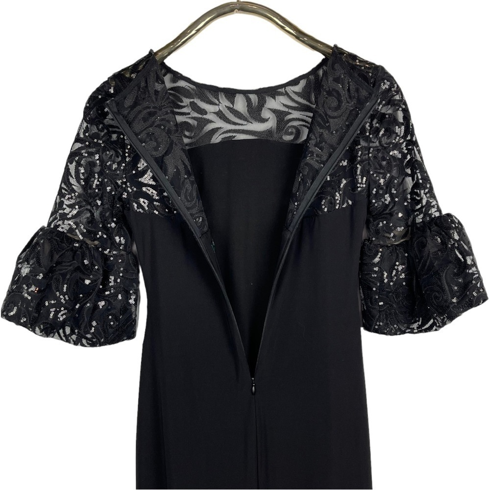 LAUREN RALPH LAUREN DECKER JERSEY SHEER YOKE 1/2 RUFFLE SLEEVE SEQUIN DRESS GOWN - Picture 8 of 14